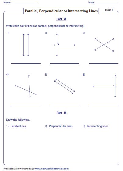 solving equations involving parallel  perpendicular lines worksheet