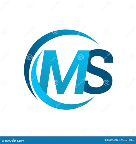 initial letter ms logotype company  blue circle  swoosh design vector logo  business