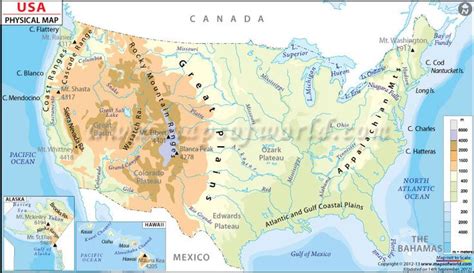 usa physical map physical map united states map  geography