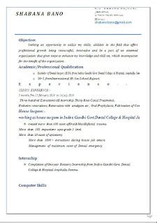 bds experienced dentist resume format  word