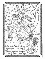 Coloring Witch Halloween Pages Adult Vintage Owl Colouring Printable Kids Adults Printables Books Print Witches Sheets Pumpkin Bestcoloringpagesforkids Children Activities sketch template