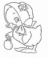Easter Coloring Pages Bonnet Chick Chicks Colouring Duck sketch template