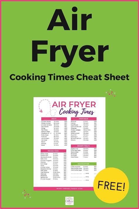 air fryer cheat sheet printable printable world holiday