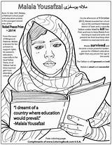 Malala Yousafzai Nobel Desenho Recipient Coloringbook Powerful Thinking Dia Feminist Prize sketch template