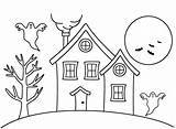 House Cartoon Coloring Clipart Halloween Haunted Pages Kids Library sketch template