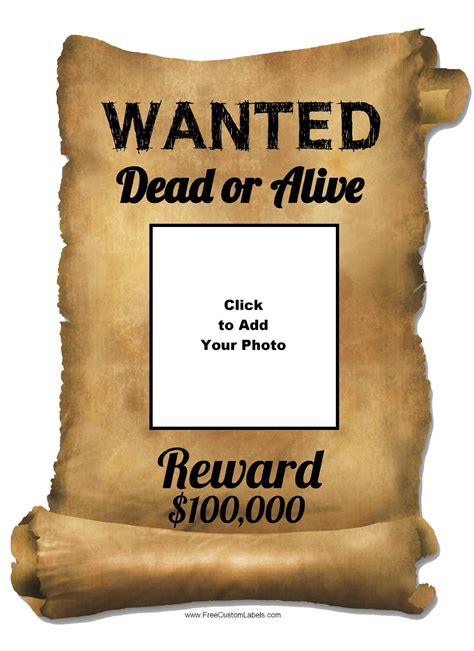 wanted poster printable template