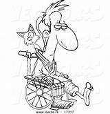 Coloring Cartoon Broken Wheelchair Leg Man Cat Outline Behind Pages Limbs Vector Color Getcolorings sketch template