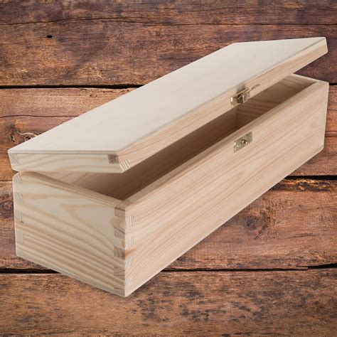 rectangular long oblong trinket wooden box case plain decorative pine  sizes ebay