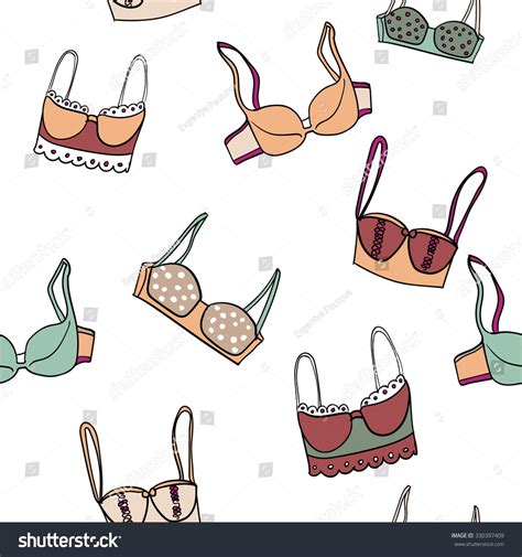 Hand Drawn Vector Bra Collection Cute Seamless Pattern