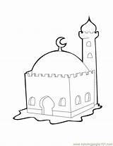 Masjid Mewarnai Untuk Mosque Paud Islami sketch template