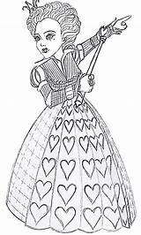Alice Wonderland Coloring Pages Queen Hearts Burton Hatter Mad Tim Printable Adult Drawing Kids Party Deviantart Sheets Tea Colorir Para sketch template