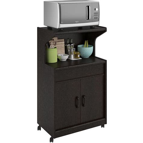 microwave cabinet  shelves espresso table top storage organizer