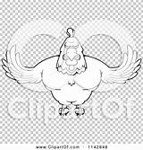 Rooster Muscular Flying Outlined Coloring Clipart Vector Cartoon Cory Thoman sketch template