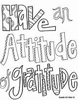 Gratitude Attitude Coloring Pages Kids Quotes sketch template
