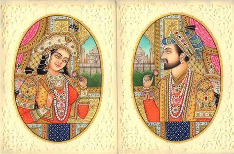 Shah Jahan Mumtaz Mahal Portrait Art Handmade Mughal
