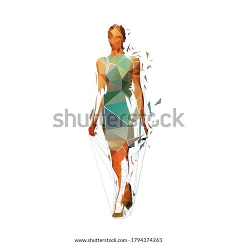 slim tall woman summer dress walking stock vector royalty