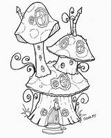 Fairy Coloring Pages Garden House Mushroom Printable Houses Drawing Color Adult Recess Sheets Fairies Tree Colouring Mushrooms Disney Gnome Book sketch template