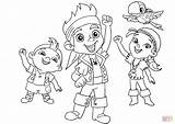 Coloring Jake Izzy Pages Skully Cubby Cheering Together Pirates sketch template