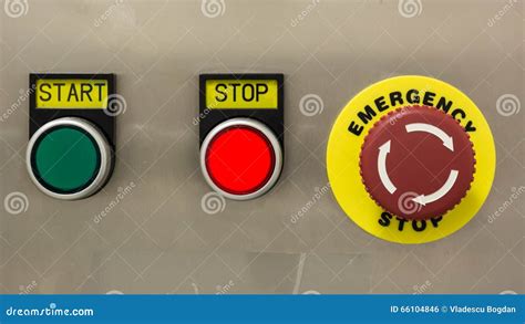 start stop  emergency buttons stock photo image  electronics stop
