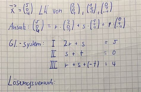 vektoren linearkombination schule mathematik gleichungssysteme