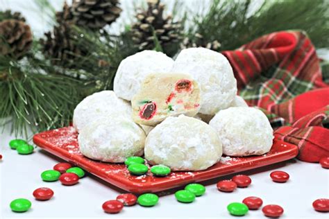 Christmas Snowball Cookies With Mandms