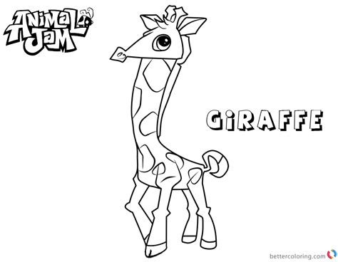 animal jam coloring pages giraffe  printable coloring pages