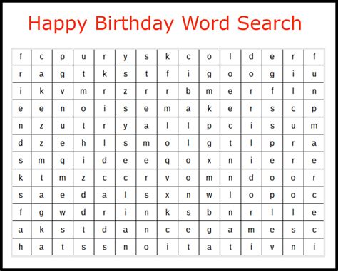 images  happy birthday word search printable birthday word