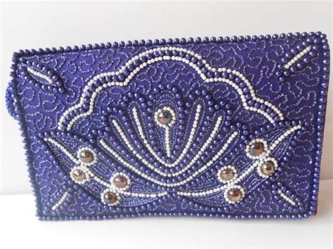 purple beaded silk evening bag vintage purple clutch handbag etsy