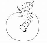 Manzana Gusano Mela Pomme Worm Amb Poma Cuc Frutas Line Frutta Comida Stampare sketch template