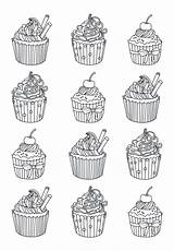Coloring Pages Cupcake Easy Adults Cupcakes Cup Adult Cakes Cake Andy Warhol Celine Yum Printable Sheets Books Eat Zentangle Colors sketch template