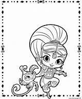 Shimmer Shine Coloring Pages Pet Colouring Printable Print sketch template