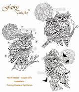 Coloring Pages Owls Fairy Tangles Adult Owl Sheets Stamps Digi Adults Available Fairytangles Doodle Colouring Books Bird Animal Release Visit sketch template