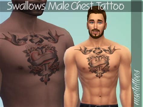 Luvjake S Swallows Chest Tattoo For Males Sims 4 Updates
