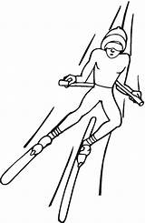 Coloring Skiing sketch template