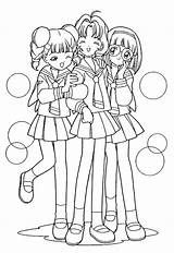 Coloring Pages Friends Anime Sakura School Friend Girls Teenage Cardcaptor Cute Drawings Cousin Color Kids Printable Print Sketch Getcolorings Template sketch template