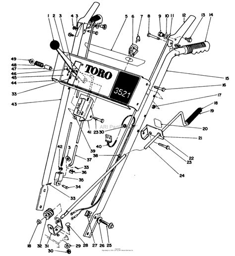 toro   snowthrower  sn   parts diagram  handle assembly