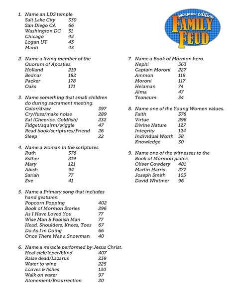family feud questions  answers printable