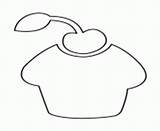 Coloring Pages Cupcake Stencil Cherry Printable Online sketch template
