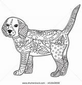 Coloring Dog Adult Animal Antistress Puppy Pages Easy Vector Print Zentangle Dogs Drawing Patterns Doodle Kids Drawings Tier sketch template