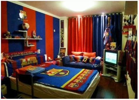 cool boys bedroom decoration  fc barcelona theme home design ideas