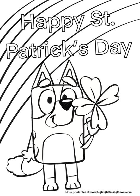bluey st patricks day coloring page instant