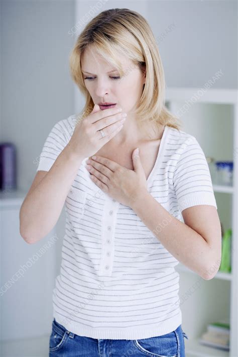 Woman Coughing Stock Image C021 8716 Science Photo Library