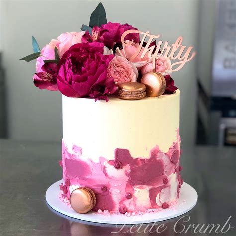 Thirtieth Birthday Cake Rose Gold Modern Birthday Cakes Elegant