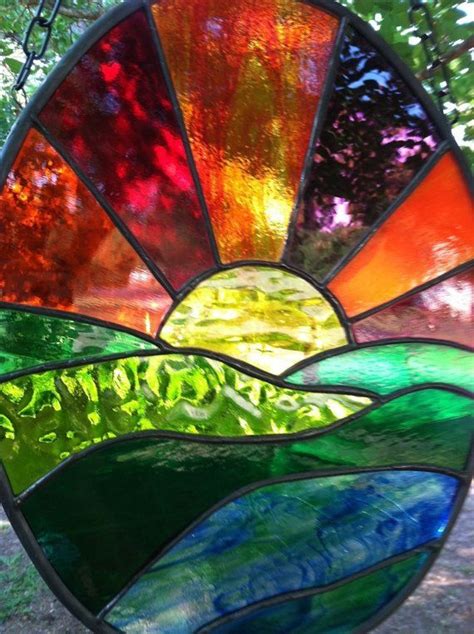 Suncatcher Sunset Ocean Glass Painting Designs Stained Glass Windows
