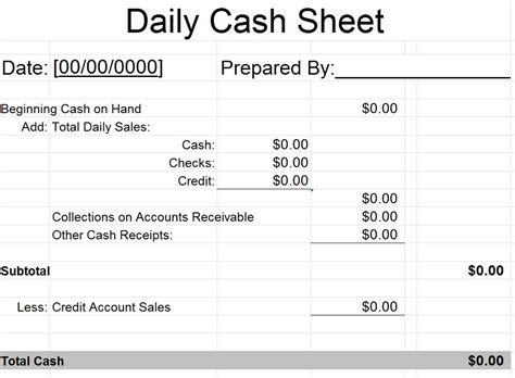 daily cash sheet template daily cash sheet template haven