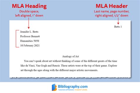 mla heading  header formats  examples bibliographycom