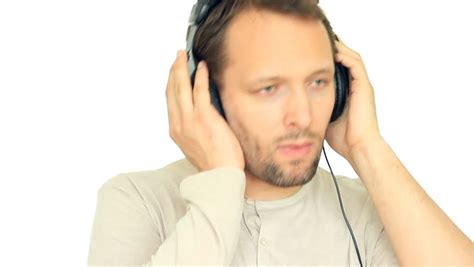 stock video  young man  headphones listen   shutterstock