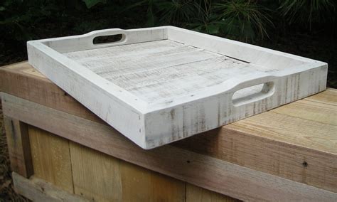 large white serving tray  reclaimed wood  looneybintradingco