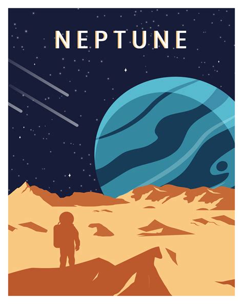 planet neptune  outer space  astronaut vector illustration