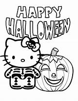 Halloween Coloring Pages Kitty Hello Pumpkin Skeleton Print Printable Happy Color Colouring Card Kids Wallpaper Greeting Book Witch Cartoons Popular sketch template